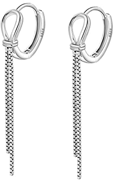 SLUYNZ 925 Sterling Silber Creolen Ohrringe Kette für Frauen Damen - Baumeln Ohrhänger