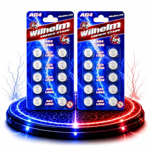 Wilhelm AG4 Alkaline Knopfzellen 1,5 V (LR66, L626, 377, GP77A) – 20 Stück
