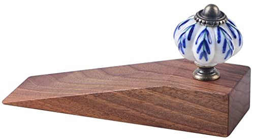 Türkeil Türstopper Studio Classic Keramikdekor In Blau Und Weiß Keile, Rutschfester, Fester, Verdickter Nussbaum Türstopper, Schützen Sie Böden Und Wände (Color : Brown, Size : 12 * 3.5 * 2.3cm)