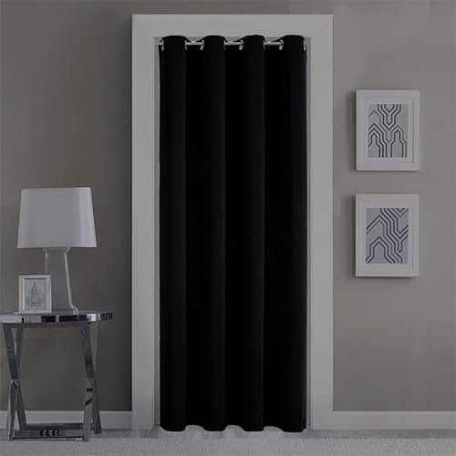 GYROHOME Cortinas Opacas con Ojales, Suaves y duraderas, Cortinas Opacas para oscurecer la habitación, 1 Panel, para Sala de Estar y Dormitorio, Negro, 100 x 200 cm