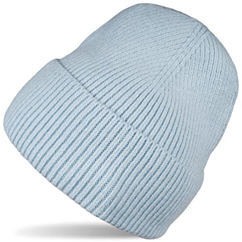 styleBREAKER Unisex Beanie Strickmütze Rippenmuster Krempe | Doppelt gestricktes Gewebe für optimale Wärmeisolation an kalten Tagen. Elastischer Umschlag, passend für 56-59 cm Umfang.
