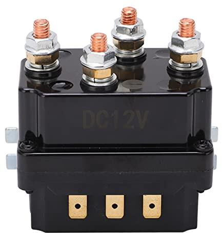 Okuyonic Relé de Cabrestante, Bobina de Latón de Relé de Carcasa ABS de 12 V, Alta Potencia de Arranque de 250 a para ATV Distribución de energía y controles