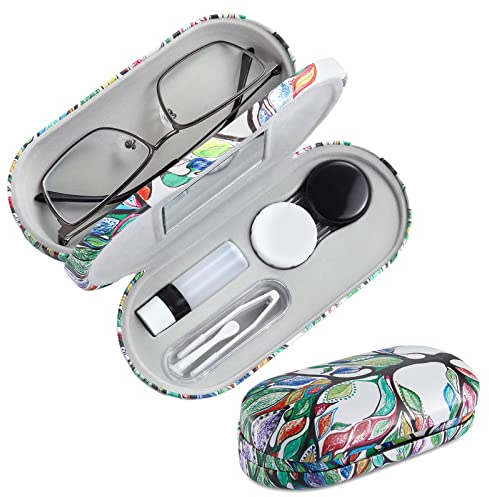 AITIME Kontaktlinsenbehälter Kontaktlinsenbehälter Kit 2 in 1 Doppelseitiges Tragbares Kontaktlinsenetui und Brillenetui mit Marmorierung Multifunktions Langlebig Kompakt Tragbares Aufbewahrungsset