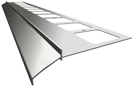 Renoplast® Profilé D'égout en Aluminium K100 200cm Gris | Finition de Terrasse | Sols Carrelés sur Mortier-colle| Systèmes D'évacuation D'eau Profilé D'angle Protection Anticorrosion Profilé de Balcon