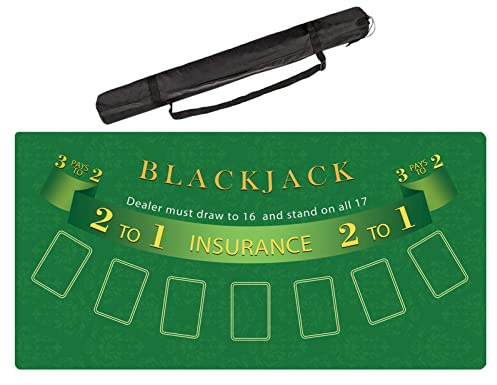ZELAMU Poker Table Mat, 47x23.6 Inch Blackjack Table Non-Slip Rubber Poker Mat, Suitable for Poker Night, Parties, Home Entertainment (Blackjack, 47 Inch)