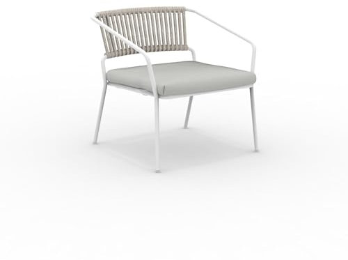 MONDO VIRO un mondo a casa tua Mondo Viro Niedriger Gartensessel aus Metall Slot stapelbare Lounge 68 x 65 76 h (Weiß geprägt - Grau)