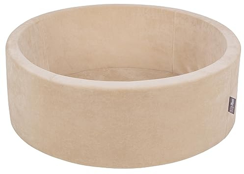 KiddyMoon Terciopelo Piscina De Bolas 90X30/SIN Bolas para Ninos, Beige De Arena