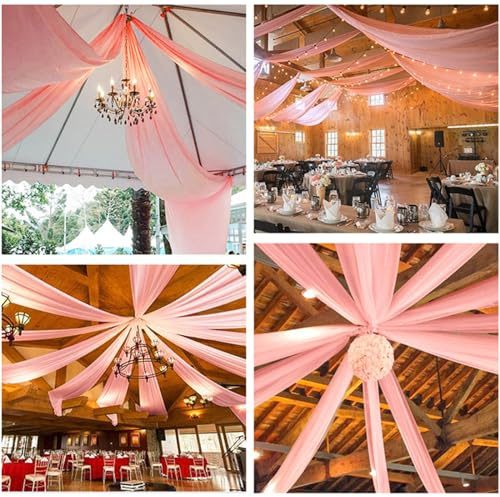 Highdi Hochzeit Vorhang Hochzeitsbogen, Chiffon Stoff Decken Gardinen Dekoration Tüll Vorhänge Freihanddeko für Hochzeit Party Geburtstag Taufe Fotografie (150x300cm,Heißes Rosa)