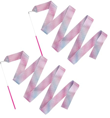 FuzlPnag Cinta de Baile para Niñas de 2 Metros de Largo,2Pcs Cinta de Baile Niña,Cintas Gimnasia rítmica con Varita,para Niños Baile Artístico Gimnasia Entrenamiento Actividad de Rendimiento