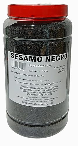 Semillas de Sésamo Negro, 1 kg, Alto en Calcio y Hierro, Ideal para Dietas Veganas y Vegetarianas