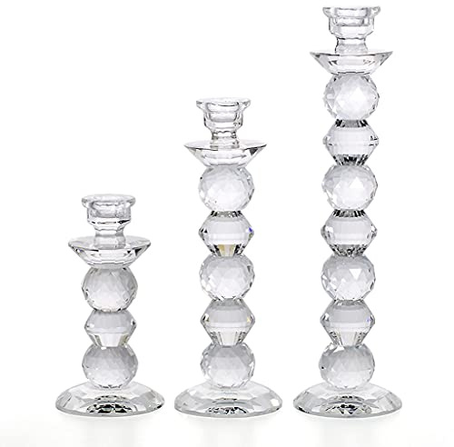 OUYUE Candelabro para Vela Soporte de Vela de Cristal Artificial for Velas cónicas, Conjunto de 3 candelabros Decorativos de candelabros for Bodas. Candelero Decorativo