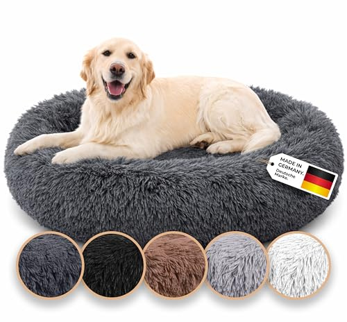 Belune® Hundebett [mit waschbarem Bezug] - Das Original - [XXS, 50cm, Dunkelgrau] Hundekorb, Katzenbett, Hundekörbchen, Dog Bed, Flauschiges Hundebett für große, mittelgroße & kleine Hunde
