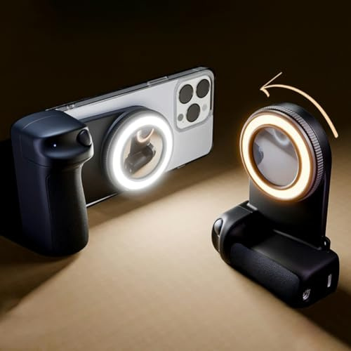TERCELL Soporte magnético para selfie para teléfono con obturador remoto Bluetooth de cámara, luz de relleno ajustable, tornillo de 1/4, soporte para teléfono, mango para selfie, estabilizador de