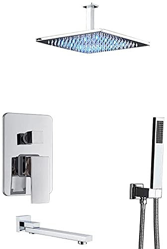 XCHSXYL Robinet Cascade pour Baignoire, Douche et lavabo, mitigeur thermostatique de Douche à 3 Modes, Noir, Ensemble de robinets de Douche muraux pour Baignoire, B