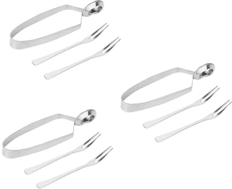 FUNOMOCYA 3 Series Clip De Comida Tenedores Para Caracoles Aperitivos Plato Pinzas Barbacoa Pinzas Para Bbq Para Pescar Mariscos Para Caracoles De Restaurante Silver 3 Piezas*3