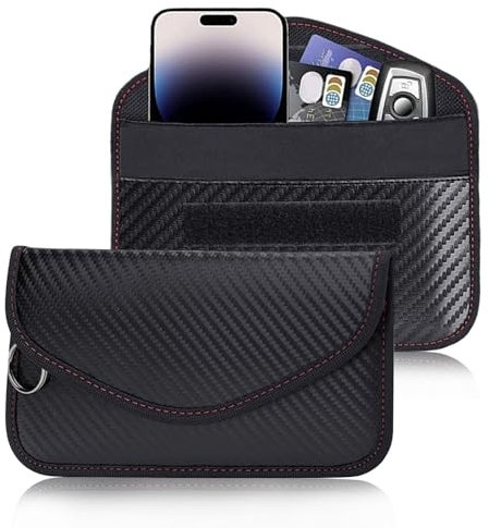 Faraday - Custodia per chiavi dell'auto, confezione da 2 pezzi, protezione antifurto per chiavi dell'auto, protezione antifurto RFID per la sicurezza dell'auto (nero)