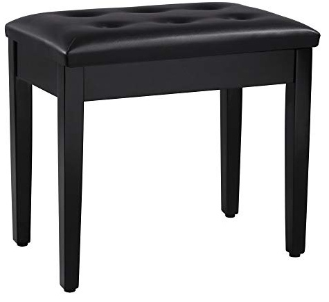SONGMICS Klavierhocker, mit verstecktem Stauraum, Klavierbank, Hocker gepolstert, Sitzhocker, Sitzbank, 35 x 56 x 49 cm, schwarz LPB55H