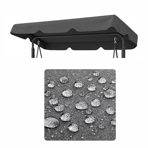 Vattentätt tak för hollywoodgunga – hollywoodgunga takskydd – 2–3-sits, UV-skydd soltak, trädgårdsgunga-baldakin, vatten- och dammtät – 120 x 215 cm – grafit