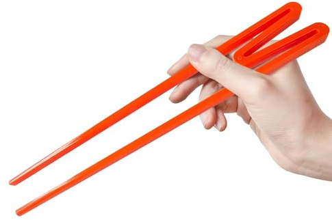 Robuste Leuchtend Orange Trainings Essstäbchen Kinder Erwachsene Anfänger, Leicht, Komfortabel, Wiederverwendbar für Sicheres Esslernen mit Kinder Plastik Stäbchen und Übungs Essstäbchen Anfänger