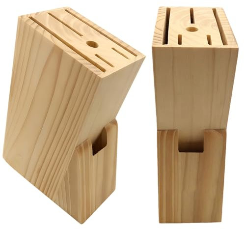 Rynvarl Ceppo per Coltelli da Cucina in Legno – 7 Fessure per Coltelli e Forbici, Ceppo Coltelli Vuoto con Piedini Antiscivolo, Design Elegante per Cucina Familiare o Professionista