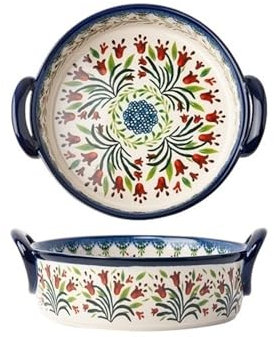 Bandeja Horno Bandeja for hornear multifuncional de gran capacidad con asa, plato for ensalada, vajilla retro de cerámica for el hogar. Fuente para Lasaña