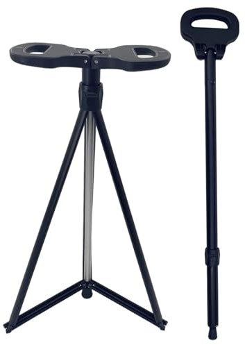 FUELIX Canne De Marche Tabouret De Canne Pliable Multifonctionnel, Canne Siege Pliante Légère Canne Chaise Légère pour Personnes Âgées, Bâton De Marche De Randonnée, Porteur 150Kg/330Lbs