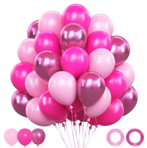 Palloncini Rosa, 62 Pezzi Palloncini Compleanno Rosa per Principessa Festa | Palloncini Compleanno Rosa Pastello, Elio Palloncini per Decorazioni Principessa Compleanno Ragazza Baby Shower Matrimonio