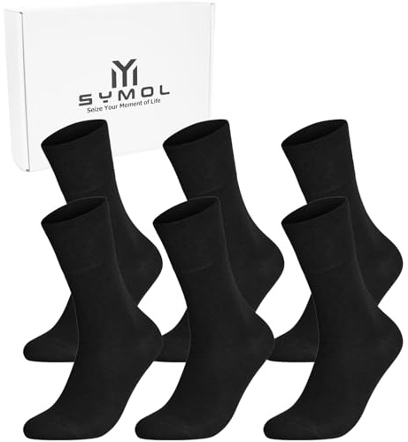 SYMOL 6 Paires Chaussettes Diabetiques Homme Femme Sans Elastique & Sans Couture 39-54 Extra Large Convient aux Personnes âgées,Femmes Enceintes,Gonflement des Pieds Avec Boîte-Cadeau.(Noir,51-54)