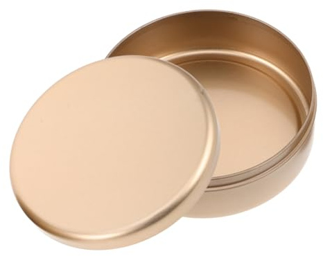 Caja de Hojalata Redonda Pequeña para Dulces, Regalos y Monedas | Tapa Incluida, Diseño Elegante Dorado, para Llaves de Coche, Cumpleaños y Fiestas, Uso Versátil