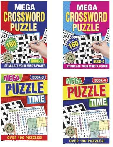 A5 Puzzle Time Collection Fun & Challenging Code Break Travel Size, Easy-to-Carry Compact Large Print Word Relax, Learn & Sharpen Memory Pack of 4