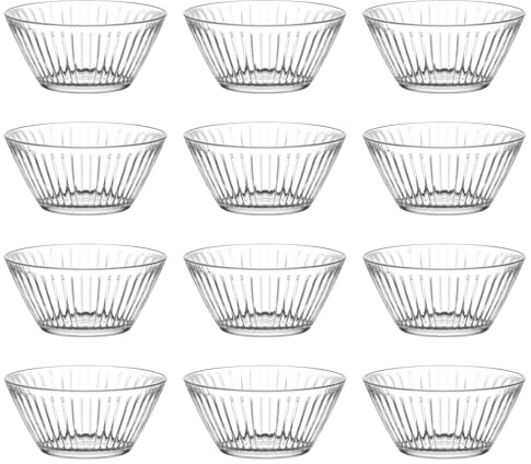 LAV Hestia Snackschalen aus Glas - 10.5cm - Klar - 12x Klein Küche Party Nachtisch Essen Obst Süß Knabbereien Servier Tauchen Sauce Tapas Gerichte-Set