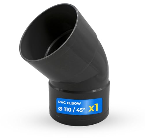 DOJA Barcelona Codo PVC Evacuación con de 45° - Ø 110mm - Fácil instalación, Antifugas - Codo de PVC Hembra - Salida Segura, Variedad de Tamaños, Desagüe Eficiente, Apto para conductos