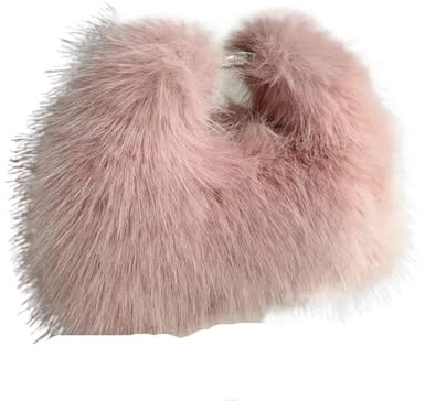 GOXQIT plysch-shoppingväska, mjuk plysch, för kvinnor, afton-clutch, plånbok, handväskor, liten bärväska for, fluffig axelväska för college, ROSA, Einheitsgröße