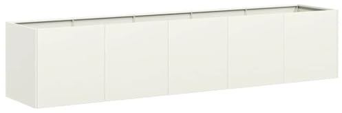 Generico Fioriera Bianca 200x40x40 cm in Acciaio Laminato a Freddo,Casa e Giardino,Prato e Giardino,Giardinaggio,Vasi e fioriere,Bianco,13.05 kg,860683