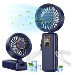 Ventilatore Portatile, 6000mAh Batteria, 5 Velocità Ventilatore USB con LCD Display, 120° Pieghevole Ventilatore da Tavolo, 3 in 1 Mini Ventilatore per Ufficio, Camera da Letto, Viaggi e All’aperto