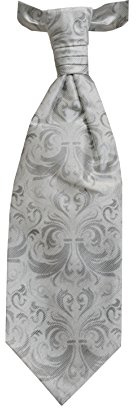 Remo Sartori - Cravattone Plastron Cravatta da Sposo Cerimonia in Seta Grigio Floreale, Made in Italy, Uomo