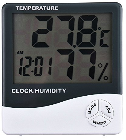 TEMPO DI SALDI Termometro Igrometro Orologio Digitale Data Con Display Lcd 12/24 Ore Allarme
