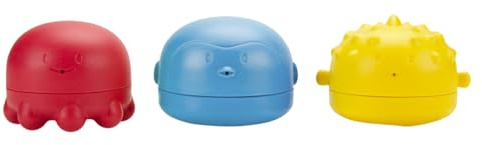 Ubbi Squeeze and Squirt Silicone Bath Toys, Toddlers and Baby Bath Time Accessories, Easy to Clean Bath Toys, Set of 3