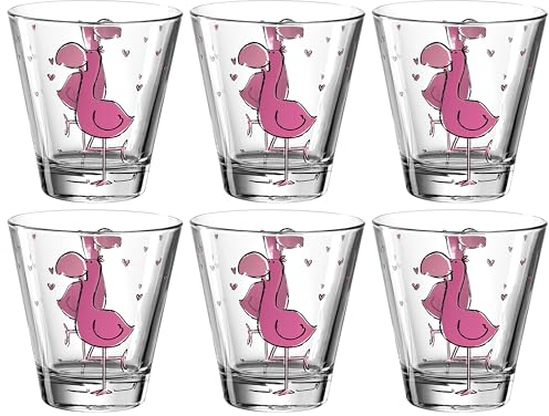 Leonardo Bambini 017904 Lot de 6 gobelets en verre, pour enfant, motif animal, passe au lave-vaisselle, 215 ml