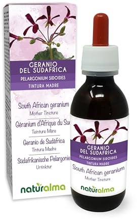 South African Geranium (Pelargonium sidoides) Roots Alcohol-Free Mother Tincture Naturalma - Liquid Extract Drops 120 ml - Food Supplement - Vegan