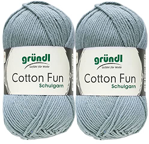2x50 Gramm Gründl Cotton Fun Häkelgarn Schulgarn aus 100 % Baumwolle + 1 Anleitung für EIN Meerschwein (36 Eisblau)