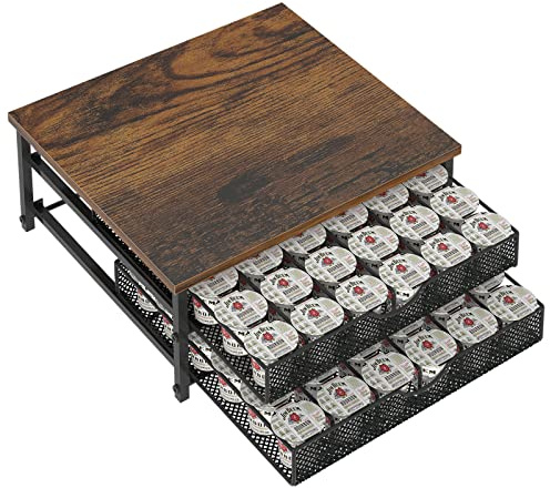 Coffee Pod Holder For Counter, Coffee Pod Drawer for K Cup Storage Drawer Holder, 72 Capacity Pods Storage Organizer Cups Capsule with Sliding Baskets for Coffee Station, Black