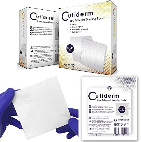 Cutiderm Low Adherent Sterile Absorbent Wound Dressing Pad 10cm x 10cm - Box of 25