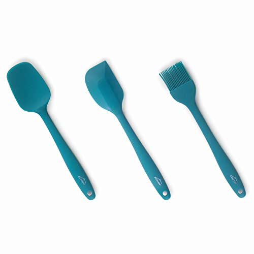Lacor 64452 - Set de 3 Utensilios de Cocina Ocean, Cuchara Cocina | En silicona flexible, listo para el uso diario en cocina; antiadherente fácil de limpiar, apto para lavavajillas