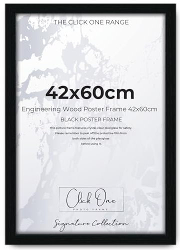 Click One Large Poster Frame 42cm x 60cm Large Picture Frames Shatter-Resistant Perspex Portrait & Landscape Display Frames for Wall Decoration Canvas Paintings Art Gallery (42 cm x 60 cm)