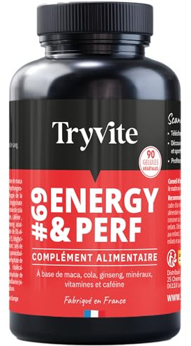 TRYVITE Testo – Homme Actif & Routine Sport – 90 Gélules. | Maca , Ginseng, Cola, Caféine 150 mg, Zinc, Magnésium & Vitamines – Gélules végétales – Fabriqué en France.