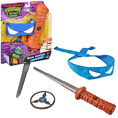 Tortugas Ninja Katana de Leonardo, Antifaz Azul y Katana de Juguete, Disfraz del Personaje de la Película Caos Mutante, para Fans, Niños y Niñas Desde 3 Años, Famosa (TU806100)