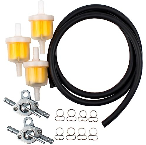 Gmailmall 1/4 Fuel Line Gas Fuel Hose Oil Filter Clamps Inline Fuel Shut Off Valve Petcock Petrol Switch for 50cc 70cc 110cc 125cc 150cc 250cc Baja 90cc BA150 Chinese ATV Apollo Pit Dirt Bike Go Kart
