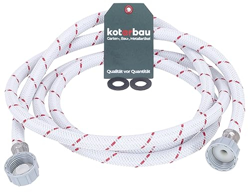KOTARBAU® Tuyau d'alimentation pour machine à laver - 2,5 m x diamètre 13 mm - Tuyau blindé pour lave-vaisselle - Coude/droit - Pièces de rechange - Tuyau d'arrivée d'eau avec joint