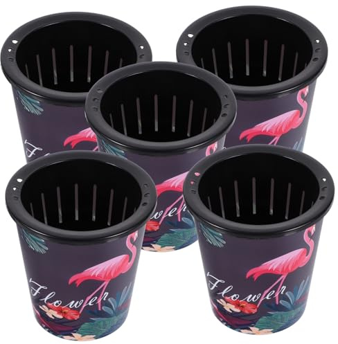 Supvox 5stücke Blumentopf Vintage Harz Pflanzer Holzmaserung Sukkulenten Topf Flamingo Muster Balkon Garten Schreibtisch Hydrokultur